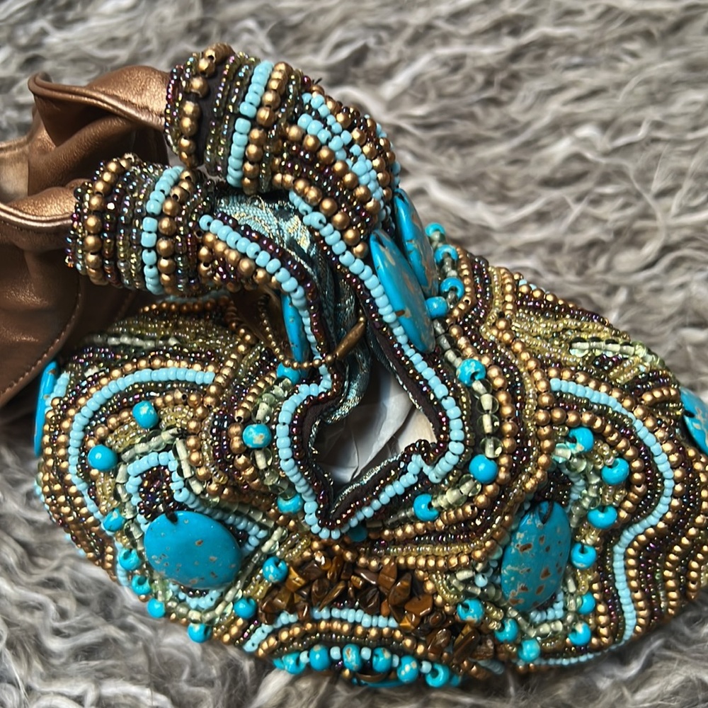 Gorgeous Mary Frances Turquoise Multi Beaded wristlet Handbag-Never Used! - Picture 6 of 7